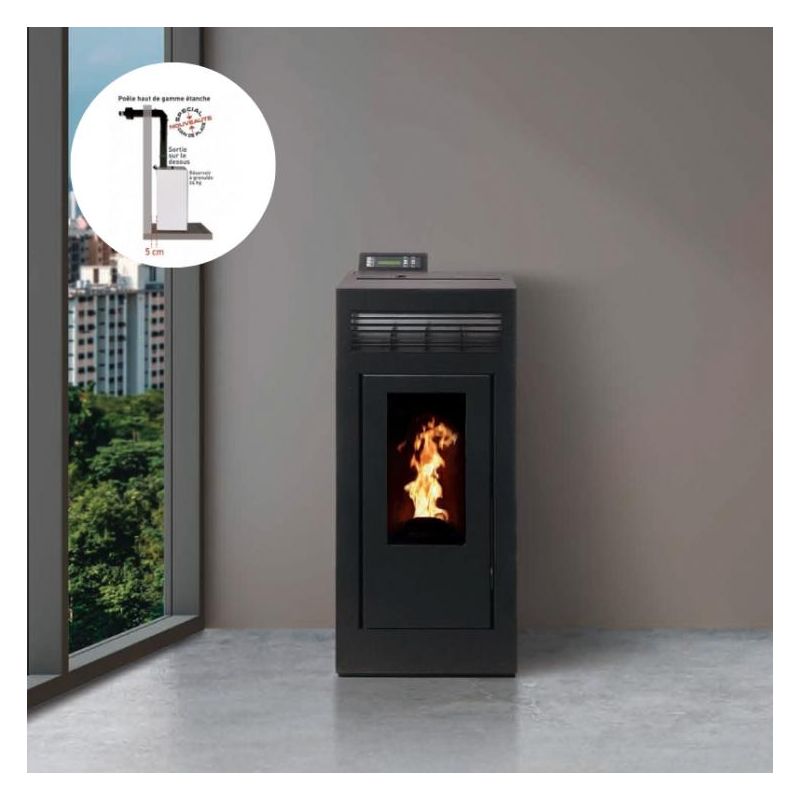 PACK Poêle à granules étanche INTERSTOVES Marina Concentrique 13 kW