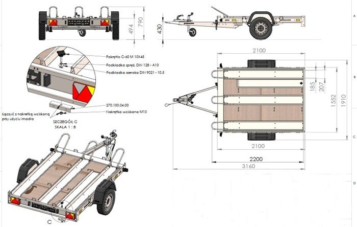 Remorque moto 3 rails UNITRAILER Moto 3/R (avec amortisseurs) – Image 10