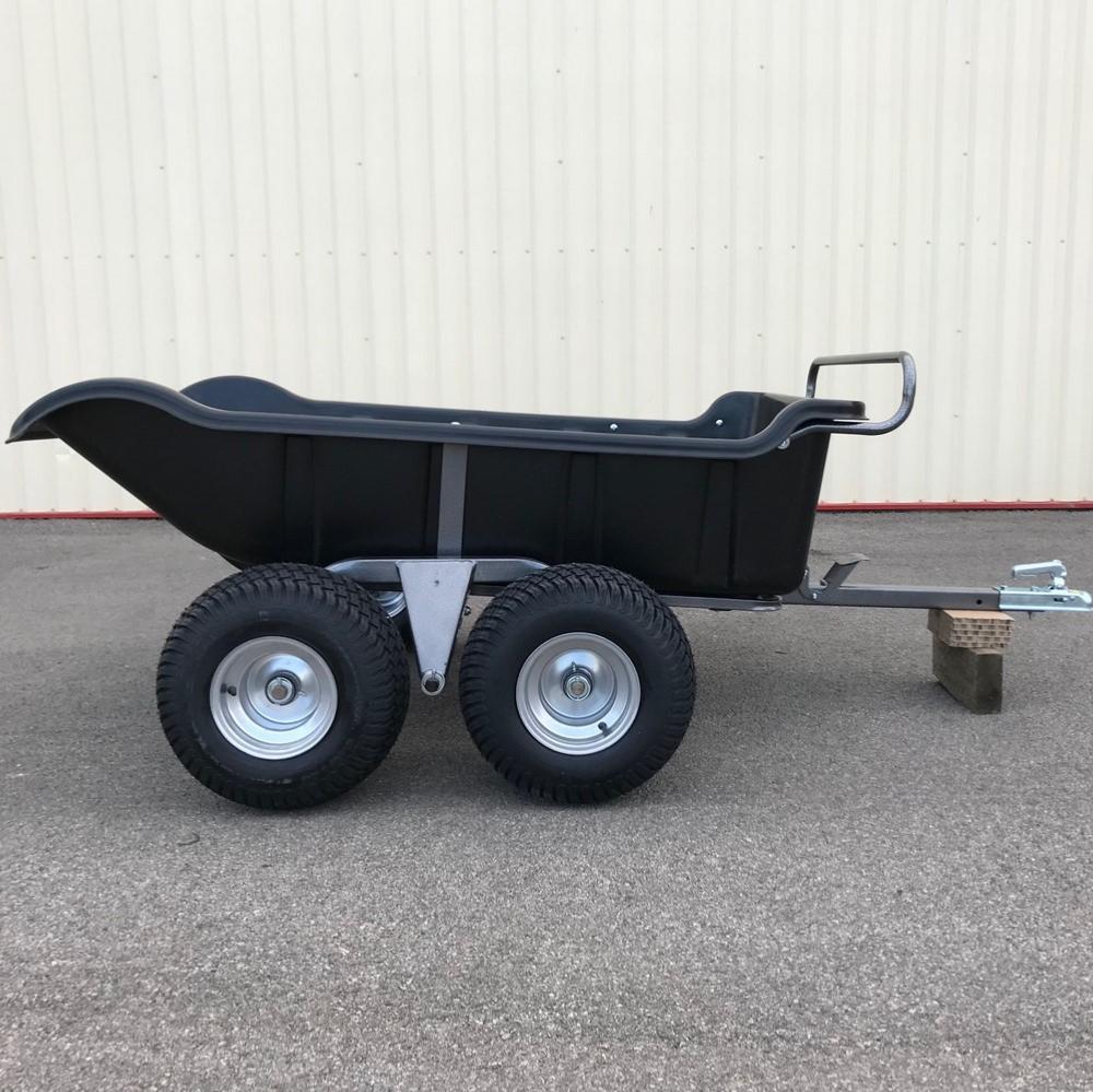 Remorque quad 2 essieux benne basculante – caisse polypropylène, PTC 550 kg