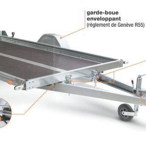Remorque plateau Erde Expert PLM 150 – 250 x 150 cm, double vérin